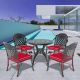 Willit Isabella Black 5-Piece Cast Aluminum Outdoor Dining Set with Round Table and Dining Chairs and Random Color Seat Cushion SL-6008CZ4&1053