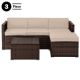 Pure Garden 3-Piece Rattan Patio Furniture Set with Sectional and Table, Brown 80-OUTD-WK-SOFOTTBR