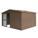 Unbranded 11 ft. W x 9 ft. D Metal Storage Shed with Lockable Double Door, Galvanized Steel Frame and Windows, Brown (99 sq. ft.) BN542
