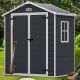 BTMWAY Drak Gray 6 ft. W x 4 ft. D All-Weather Resin Patio Outdoor Plastic Storage Shed w/Window & Reinforced Floor(24 sq. ft.) CXXDGY-GOROS002DG-PLASTICSHED08