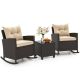 Costway 3-Piece Metal Rattan Patio Conversation Set with Beige Cushions HCST01672