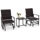 Costway 3-Piece Metal Rattan Patio Conversation Set with Tempered Glass Coffee Table All weather/weather resistant HCST01843