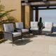 EAGLE PEAK 4 Pieces Patio Furniture Sets Wicker Rattan Dining Chairs with Cushions PDC-P4-GRYBGE