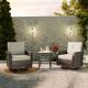 EAGLE PEAK 3-Piece Wicker Swivel Outdoor Rocking Chairs Patio Conversation Set with Cushions and Table SCST-P3-GRYBGE