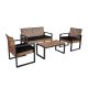Sudzendf 4-Piece Patio Furniture Set Outdoor Balcony Porch Garden Backyard Lawn Furniture with Black Cushions 2024-5-13-11