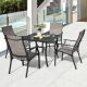 Nuu Garden Grayish Brown 5-Piece Textilene and Aluminum Outdoor Dining Set, 4 Chairs and 36 in. Table with 1.97 in. Umbrella Hole SD101-T22A