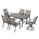 Nuu Garden Grayish Brown 7-Piece Aluminum Textilene Outdoor Dining Set with Umbrella Hole, Stationary and Swivel Chairs SD1112S-T23A