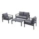Sudzendf 4-Pieces Aluminum Outdoor Patio Conversation Set, All-Weather Sectional Sofa Outside Furniture with Gray Cushions 2024-5-15-12