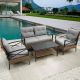 Unbranded 4 Piece Wicker Outdoor Dining Conversation Sofa Set, Dining Sofa Set with Gray Cushions DT-3