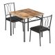 ITOPFOX Rustic Brown 3-Piece Wood Indoor Outdoor Dining Set for 2 with Brown Cushions and 2 Upholstered Chairs HDPH020OT103