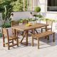 Sudzendf Natural 6-Piece High-quality Wood Outdoor Dining Set, Suitable for Balcony, Vourtyard, and Garden KIKIO204273