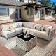 XIZZI Apollo 7-Piece Wicker Outdoor Patio Conversation Seating Set with Beige Cushions SKT607BE