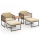 ANGELES HOME 5-Piece Acacia Wood Outdoor Patio Conversation Set with Ottomans and Coffee Table 66HW718CK3BN+