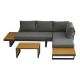 Unbranded 3-Piece Metal Patio Conversation Set with Gray Cushions, Aluminum Patio Furniture Set, Outdoor L-Shaped Sectional Sofa LM-ZEG110