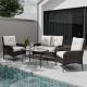 COOS BAY 4-Piece Brown Wicker Patio Furniture Set Outdoor Sofa Set with Beige Cushions and Glass Top Coffee Table CB-P4-B01-BGE