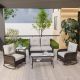 COOS BAY 5-Piece Brown Wicker Patio Sofa Set Loveseat and 2 Rocking Chairs with Beige Cushions, Side Table and Coffee Table CB-P5-B01-BGE