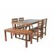 OLUMAT 6-Piece Wood Rectanglar Outdoor Dining Set with Brown Cushions FO-OCS-025