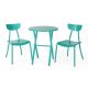 Zeus & Ruta 3-Piece Teal Metal Patio Conversation Set with Round Coffee Table for Porch, Balcony, Poolside HWB-318