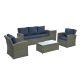 Zeus & Ruta Gray 5 Piece PE Wicker Outdoor Patio Sectional Set Couch with Coffee Table, Side Table and Light Blue Cushion XY-611