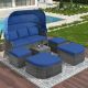 OLUMAT 6-Piece Wicker Patio Conversation Set with Blue Cushions FO-OCS-051