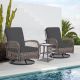 JEAREY 3-Piece Grey Wicker Patio Comfortable Conversation Set with Grey Cushions XES-3-Grey