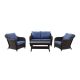 Hampton Bay Primrose 4-Piece Wicker Patio Conversation Deep Seating Set with CushionGuard Lake Blue Cushions FRS81553G-ST