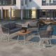 Gilati 4-Piece Patio Conversation Set Outdoor Seating Set with Gray Cushions and Acacia Wood Coffee Table KM-S04AAE