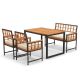 Liviza 4-Piece Metal and Acacia Wood Outdoor Dining Set with Beige Cushion OUG71668BN+