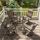 Mondawe 5-Piece Steel Textiliene Swivel Chair Round Table 29.5 in. Height Outdoor Dining Set with Umbrella Hole MO-7SL4ZY1RTBL
