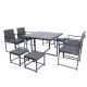 Zeus & Ruta 9-Piece Gray Wicker Standard Height Outdoor Dining Sets with Dark Gray Cushions Glass Table Top for Garden, Balcony HWB-377