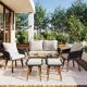 Xzkai 6-Piece Rope Patio Conversation Set with Cushion Guard Beige Cushions Have Wood Cool Bar Table with Ice Bucket Cai-JJTZ-11