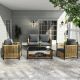Unbranded 4-Piece Wicker Patio Conversation Set with Coffee Table, Brown PE Wicker Sofa Set with Gray Cushions BN5272