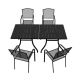 Mondawe 6-Piece Black Steel Dining Chair Square Table 28.54 in. H Outdoor Dining Set with Umbrella Hole MO-6SL4TW2STBR