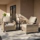 EAGLE PEAK 3-Piece Brown Wicker Patio Bistro Set Outdoor Single Sofa Set with Gray Cushions MOD-2BF-P3-BGE