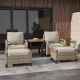 EAGLE PEAK 4-Piece Brown Wicker Outdoor Lounge Chair with Gray Cushions with Ottomans MOD-2B2G-P4-BGE