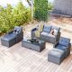 Unbranded 6-piece all-weather PE wicker outdoor patio session set with coffee table and footstool removable gray cushions ER-FG201201AAE