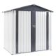 Huluwat 6 ft. W x 4 ft. D Garden Metal Rainproof Shed with Double Hinge Door, Gray White (24 sq. ft.) S-P154709