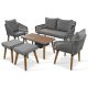 myhomore Patio Furniture Set Gray of 6-Piece Wood Patio Conversation Set Deep Seat with Grey Cushions and Ice Bucket DSP-GY