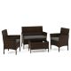 ANGELES HOME 4-Piece Wicker Rattan Patio Conversation Set with Cozy Seat Gray Cushions 71HW8CK887GR