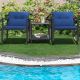 Unbranded Outdoor 3 Pieces Rattan Rocking Chair Set With Navy Cushions CWLD-861-NY-3P