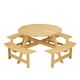 Unbranded 5 in 1-Piece Wood Outdoor Dining Set, 8-Person Round Picnic Table with 4-Built-in Benches, Umbrella Hole, Beige BN642