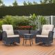 Maypex 3-Piece Wicker Outdoor Conversation Chat Set Seating Group W/ Swivel and Glider Chairs, Glass Top Side Table,Dark Brown H4300302-DBR
