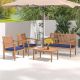 Costway Navy 4-Piece Wood Patio Conversation Set with Loveseat, 2 Chairs and Coffee Table for Porch HCST01022
