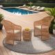 Maypex Natural 3-Piece Wicker Outdoor Patio Conversation Set with Beige Cushions H4300275-NT