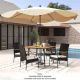 Costway Brown 5-Piece Wood Square 29.5 Outdoor Dining Set with Off White Cushions 1.9 in. Umbrella Hole HCST02367