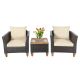 LIVIZA 3-Piece Wicker Patio Conversation Set with Beige Cushions OUZ69383BN