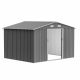 Unbranded 10 ft. x 8 ft. Outdoor Metal Storage Shed, with Lockable Sliding Doors, for Garden, Backyard, Lawn, Gray (80 sq. ft.) XY-W2505S00028