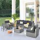 weaxty W Daffodil M Gray 7-Piece Wicker Patio Outdoor Conversation Sofa Set with a Swivel Rocking Chairs and Black Cushions SRCHOP100-7