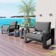 AUTMOON 3-Piece Outdoor Patio Furniture Set, All-Weather Olefin fabric Outdoor Chair with Gray Cushions FG201227AAE