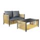 Tenleaf 2-Piece Brown Wicker and Black Steel Patio Conversation Set with Gray Cushions FCBF13-173
